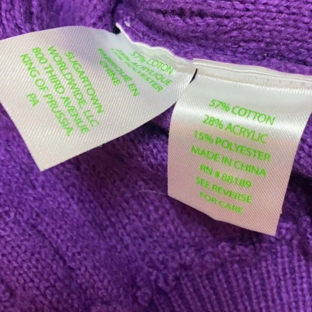 Lilly Pulitzer Jacquetta Sweater Balloon Sleeves Crewneck Size XL Purple
